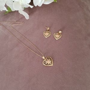 10K Gold 🌹Rose Gold Pendant Earring Set